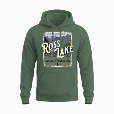 Ross Lake National Recreation Area Vintage Travel Unisex Hoodie - Military Green