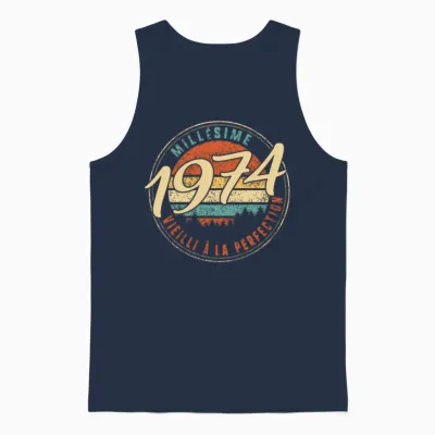 Millesime 1974 Vieilli a La Perfection Humour Unisex Tank Top - Navy