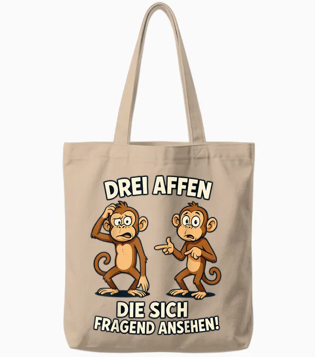 Drei Affen Die Sich Fragend Ansehen Sarkasmus Ironisches Tote Bags in Natural