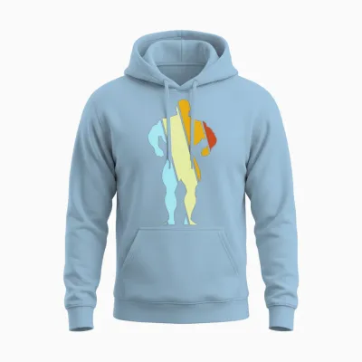 Bodybuilding Retro Unisex Hoodie - Light Blue