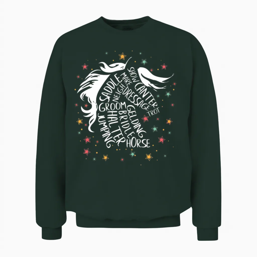 Girls Horse Hobby Horses Horseback Unisex Sweatshirt in Forest