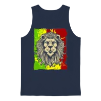 Reggae Jamaican Lion Rasta African Unisex Tank Top - Navy – 1