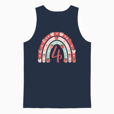 4. Geburtstag Mädchen Erdbeer Deko 4 Jährige Mädchen Unisex Tank Top - Navy