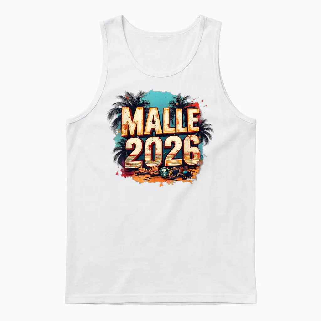 Malle 2026 | Mallorca Party Holiday Design for All Holidaymakers Unisex Tank Top in White