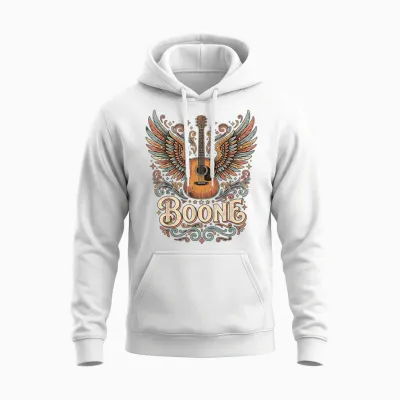 Boone Music Lover Vibes Colorful Artistic Design Unisex Hoodie - White
