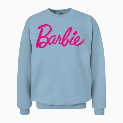 Barbie Official Barbie Logo Multi Colour Unisex Sweatshirt - Light Blue