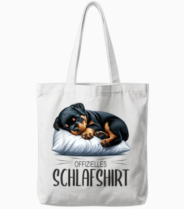 Pyjamas Official Sleep Shirt Cute Dog Rottweiler T-Shirt, Gray Tote Bags in White
