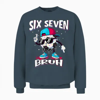 Fußball 67 Meme Six Seven Fußball 67 Jungen Mädchen Unisex Sweatshirt - Dark Heather
