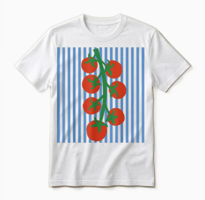 Tomaten Mit Blauen Streifen Pomodoro Tomatenmädchen Sommer Unisex T-Shirt in White