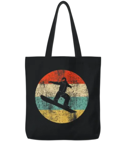 Snowboarding Vintage Retro Snowboarder Tote Bags - Black