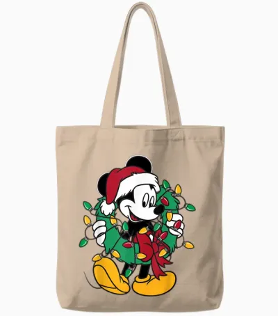 Disney - Mickey Mouse Christmas Lights Tote Bags - Natural