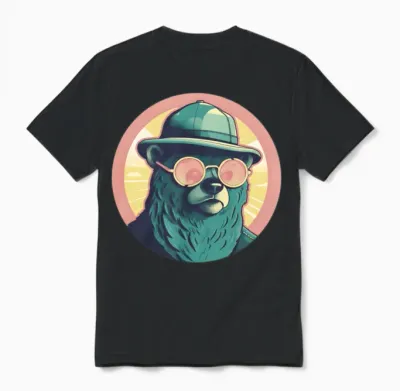 Bear Lovers Retro Style Unisex T-Shirt - Black