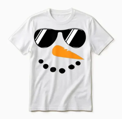 Snowman Face Family Christmas Matching Costume Men Women Kid Unisex T-Shirt - White