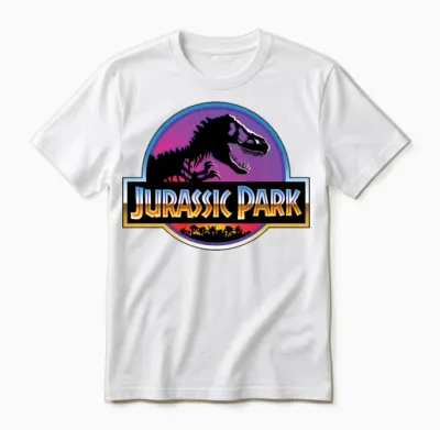 Jurassic Park Logo Purple and Blue Unisex T-Shirt - White