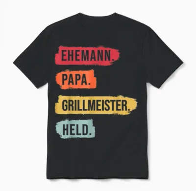 Herren Ehemann Papa. Grillmeister Papa Grillmeister Unisex T-Shirt - Black