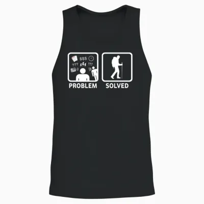 Funny Hiking Problem Solved Unisex Tank Top - Black
