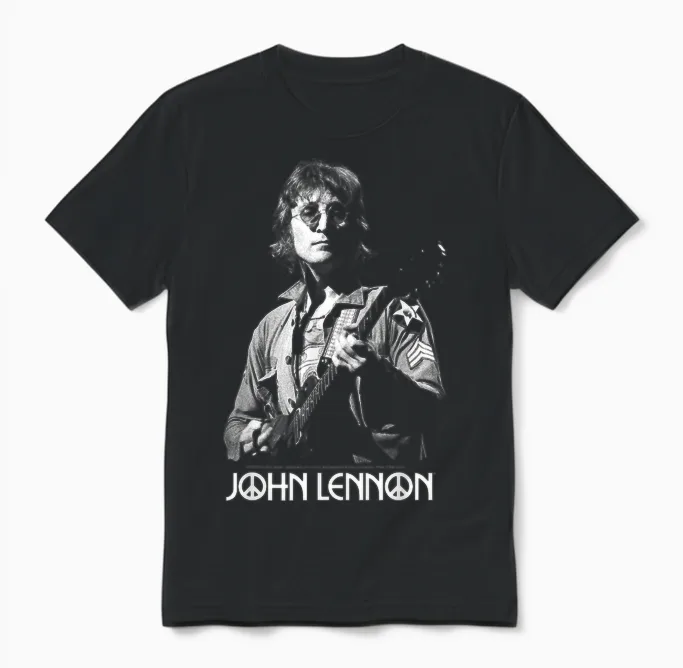 John Lennon - Oversized Portrait Unisex T-Shirt in Black