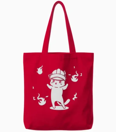 Cute Funny Cat Tote Bags - Red