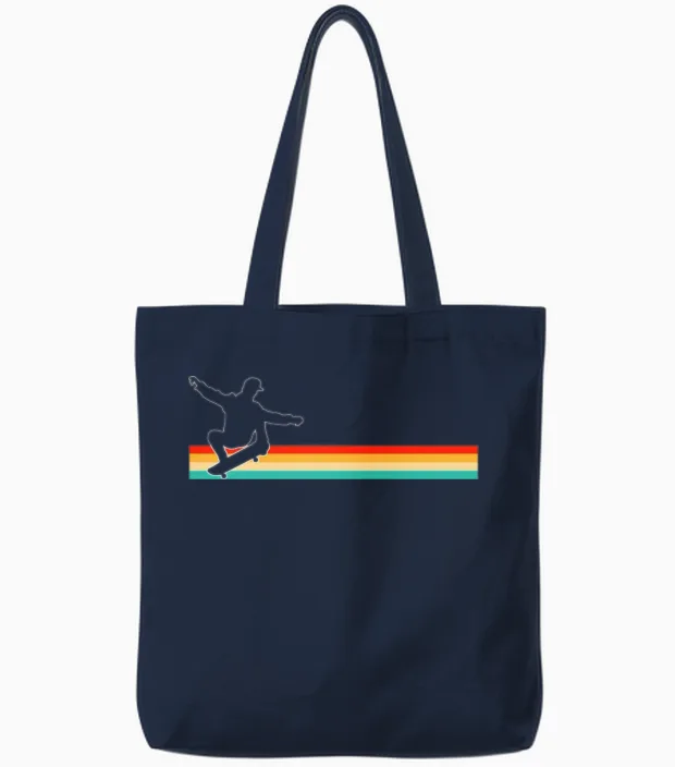 Skating Retro Tote Bags in Navy
