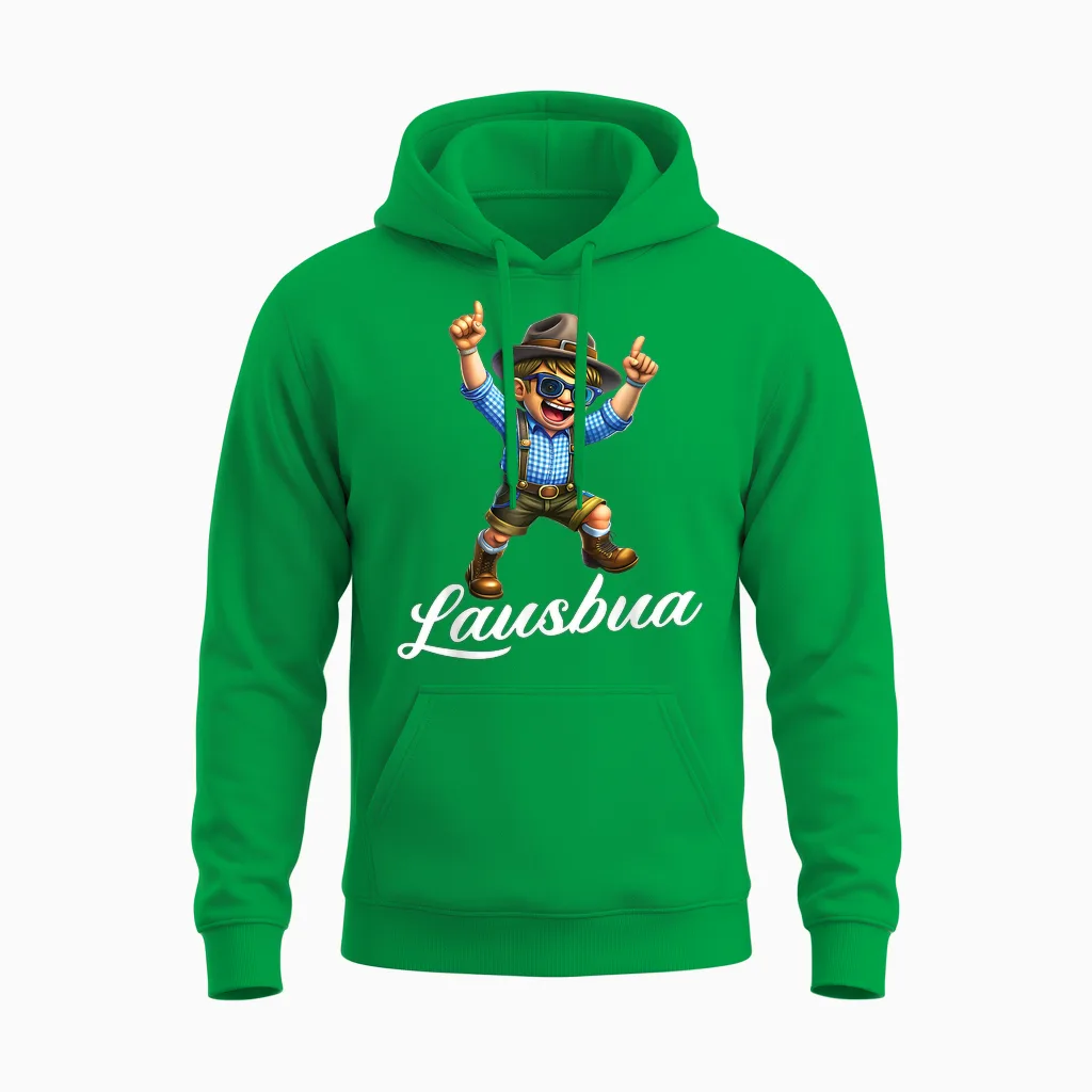 Extremely Cool Lausbua Boys' Costume T-Shirt, Black Unisex Hoodie in Irish Green