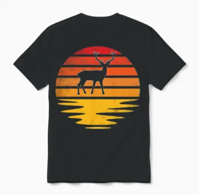 Deer Retro Unisex T-Shirt - Black