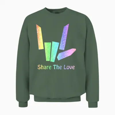Rainbow Share the Love Unisex Sweatshirt - Military Green