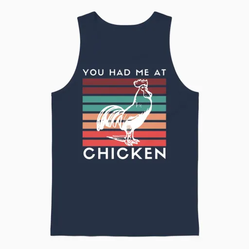 Funny Vintage Retro Chicken - Bird Lovers Unisex Tank Top in Navy