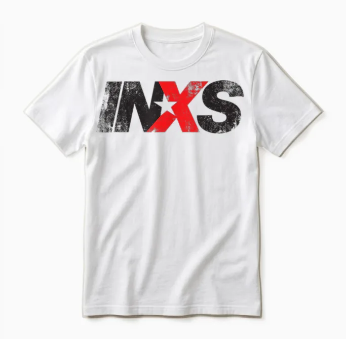 Inxs โ Distressed Logo on White Unisex T-Shirt in White