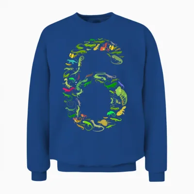 6th Birthday Lizard Reptiles Birthday Party 6 Years Old T-Shirt, Black Unisex Sweatshirt - Royal