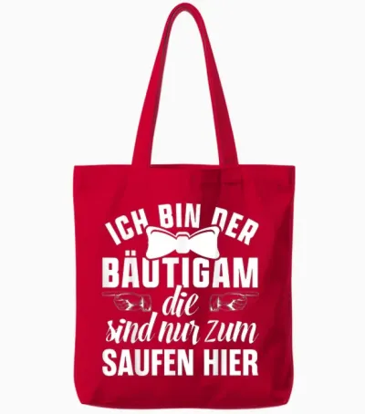 Jga Outfit Co. Herren T-Shirt Schwarz Small Party Jga Junggesellenabschied T-Shirt Mit Kurzarm Und Schleife Tote Bags - Red