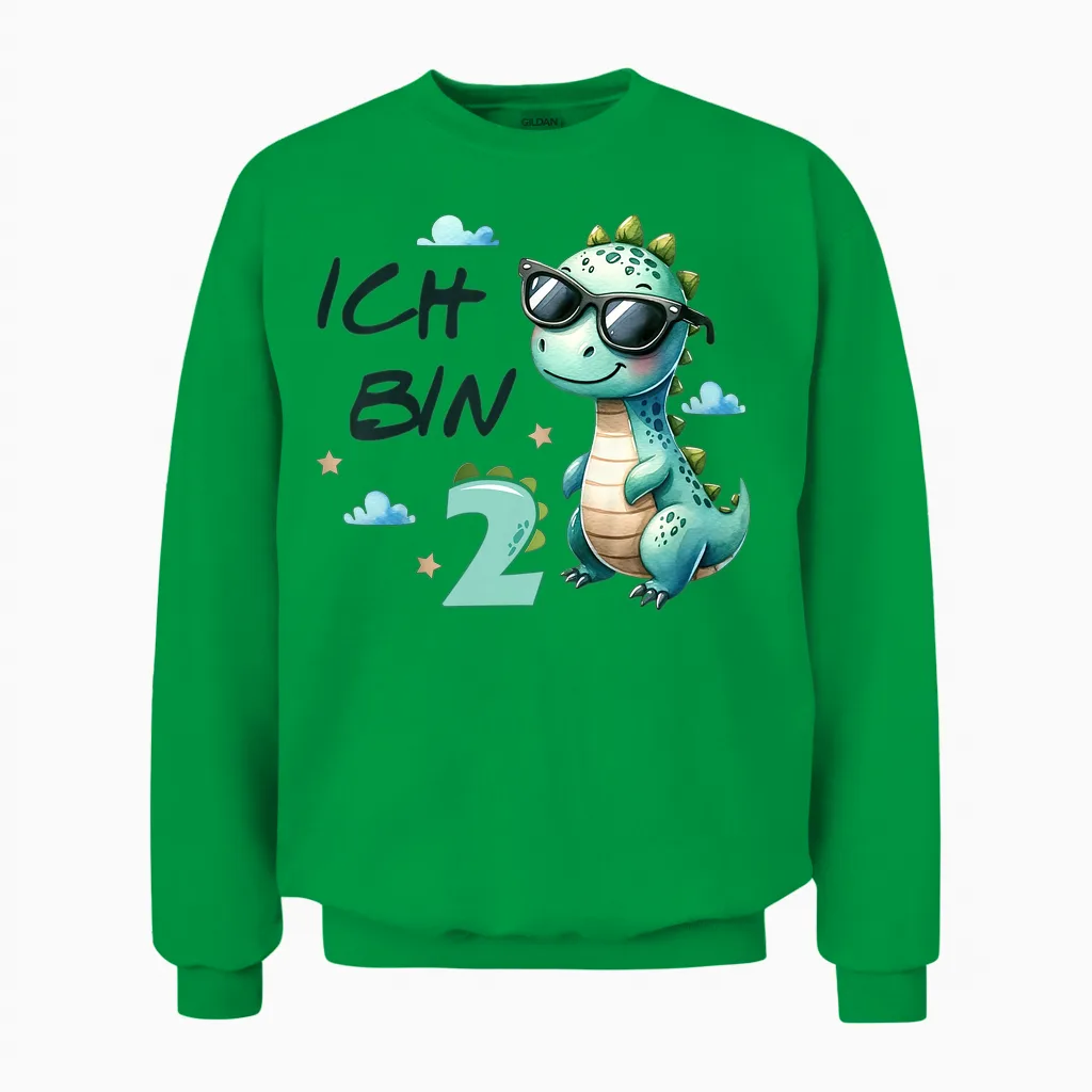 2 Geburtstag Junge Mädchen Geschenke 2 Jahre Alt Cooler Dino Unisex Sweatshirt in Irish Green