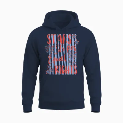 Retro Striped Stars Stripes Equal Rights Liberal 4th of July Unisex Hoodie - Navy