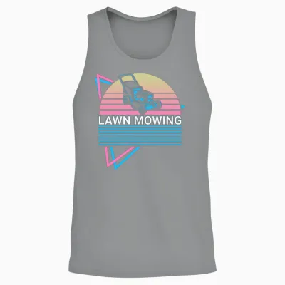 Lawn Mowing Retro Unisex Tank Top - Sport Grey