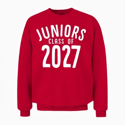 Juniors Class of 2027 School Graduation Funny Unisex Sweatshirt - Red