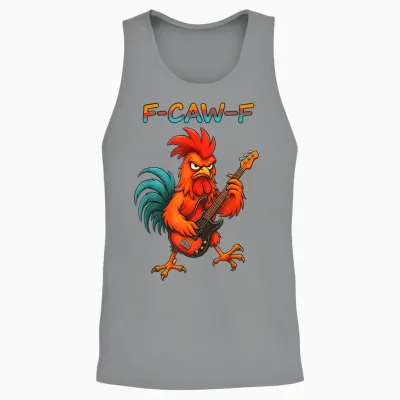 F-Caw-F Funny Chicken Humor F-Caw-F Quote Rock Guitar Unisex Tank Top - Sport Grey