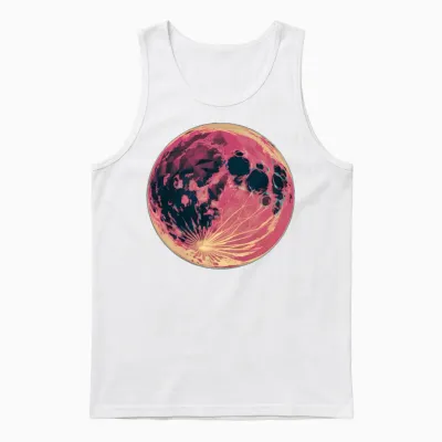 Nostalgic Retro Moon Unisex Tank Top - White