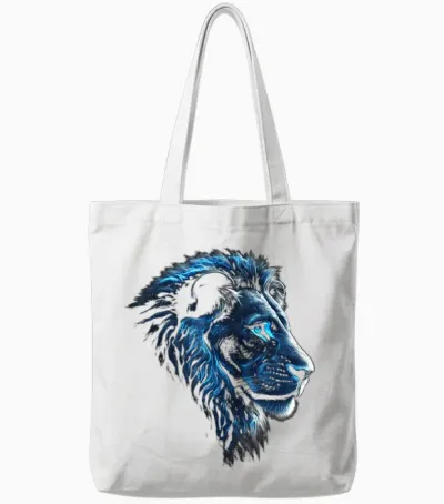 Löwe Artwork - Blaue Augen Zoo Tier Löwe Tote Bags - White