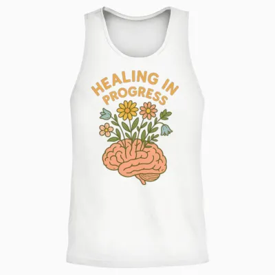 Healing in Progress - Mental Health Awareness Unisex Tank Top - White