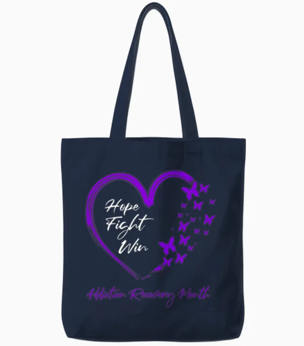 National Recovery Month Awareness Support Tote Bags in Navy