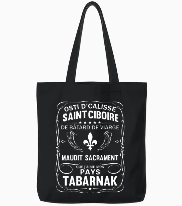 Quebecois Tote Bags in Black