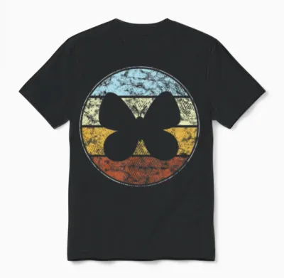 Butterfly Retro Unisex T-Shirt - Black