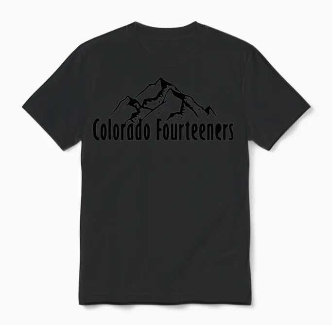 Colorado Fourteeners 2 Sided 14ers Checklist Unisex T-Shirt in Black