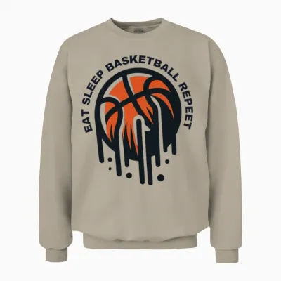 Eat Sleep Basketball Repeat Unisex Sweatshirt - Sand