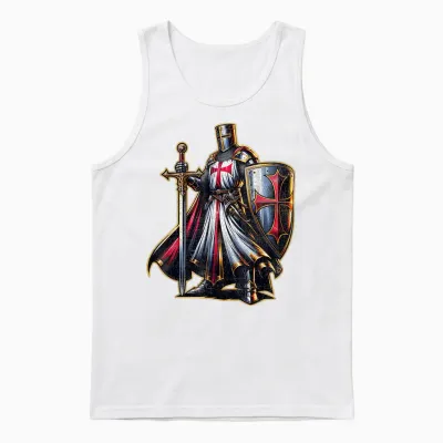 A Warrior of Christ Knights Templar Cross Aged Man T-Shirt, Black, S Unisex Tank Top - White