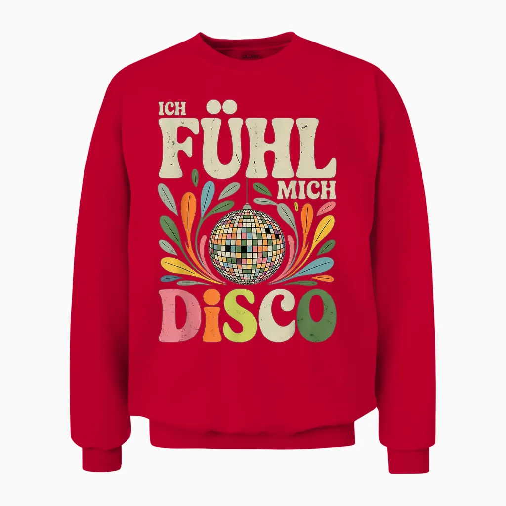 I Feel Me Disco Retro Music Party Vintage Unisex Sweatshirt in Red