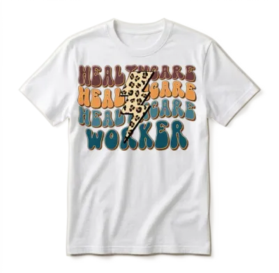 Retro Leopard Healthcare Worker Unisex T-Shirt - White