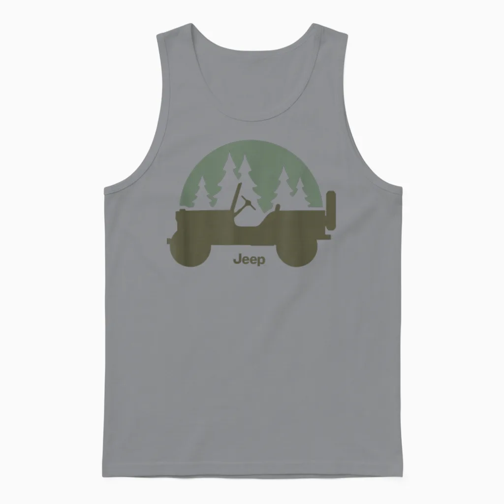 Jeep Willys Trees Unisex Tank Top in Sport Grey