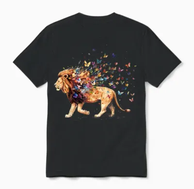 Löwe Safari Schmetterlinge Tier Unisex T-Shirt - Black