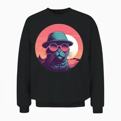 Retro Cat Lovers Vintage Unisex Sweatshirt - Black