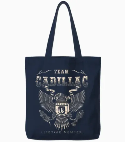 Lifetime Cadillac Team Member - Name Cadillac T-Shirt, Black, S Tote Bags - Navy